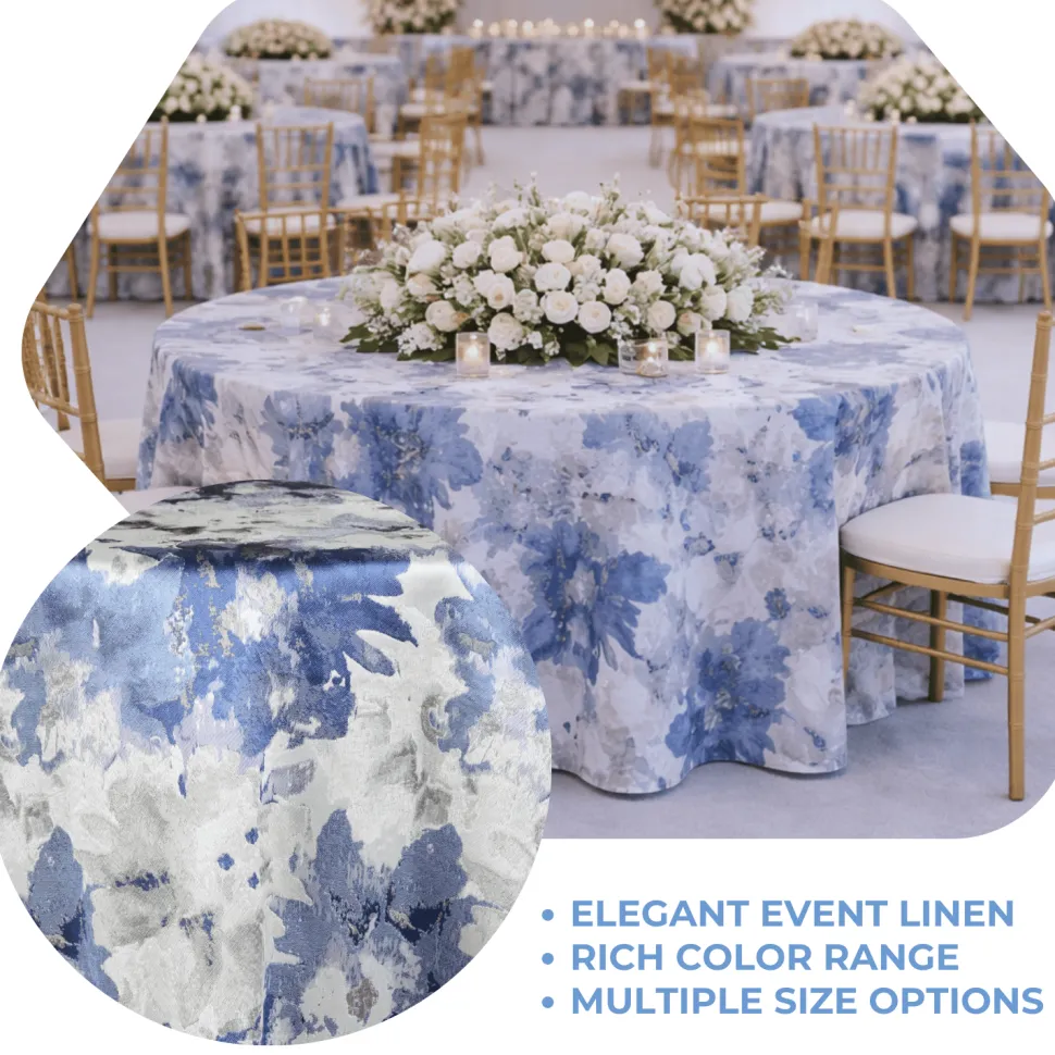Indigo Florence Jacquard Tablecloth - Multiple Size Options