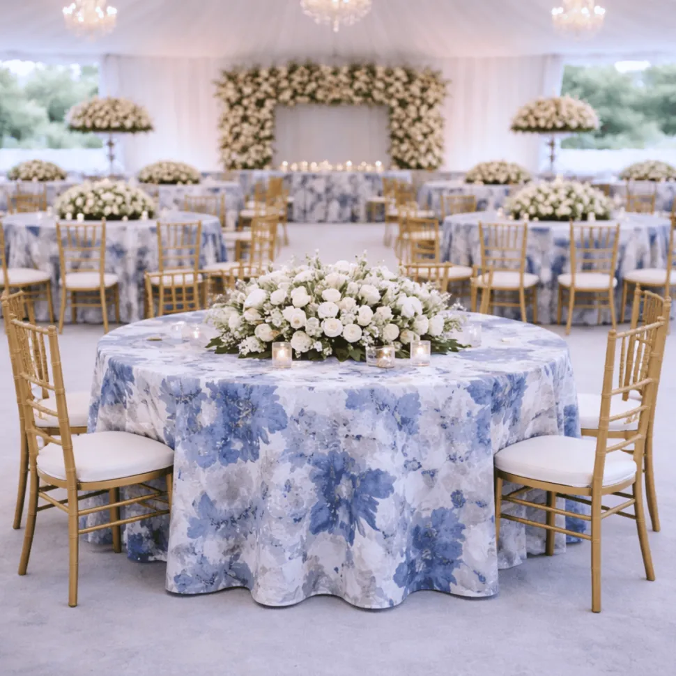 Indigo Florence Jacquard Tablecloth - Multiple Size Options