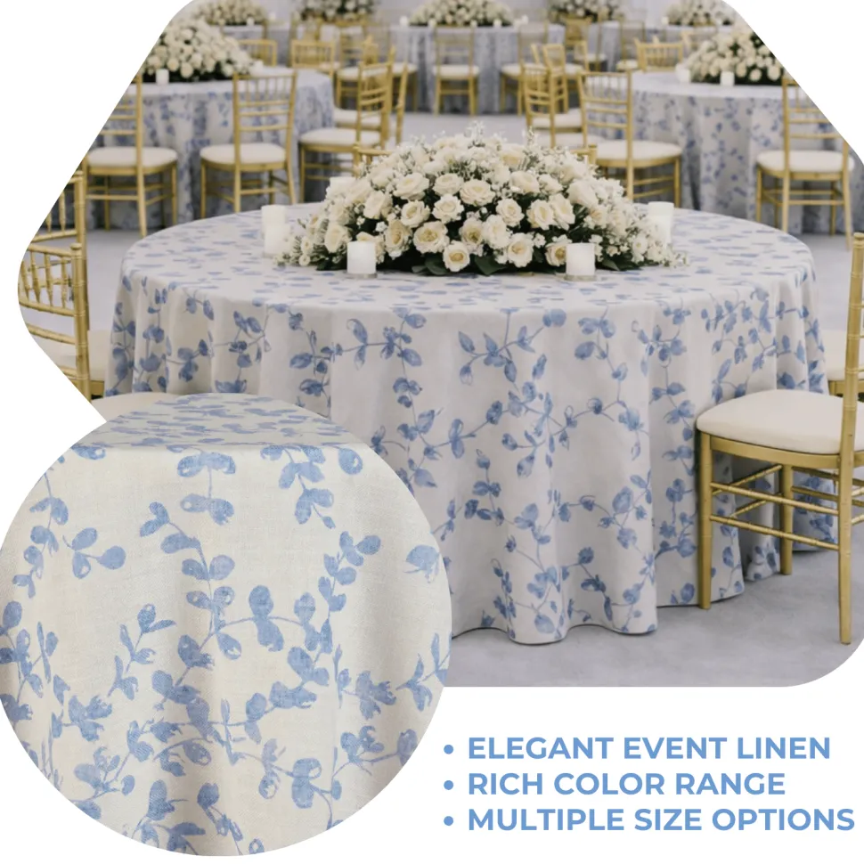 Indigo Portofino Jacquard Tablecloth - Multiple Size Options
