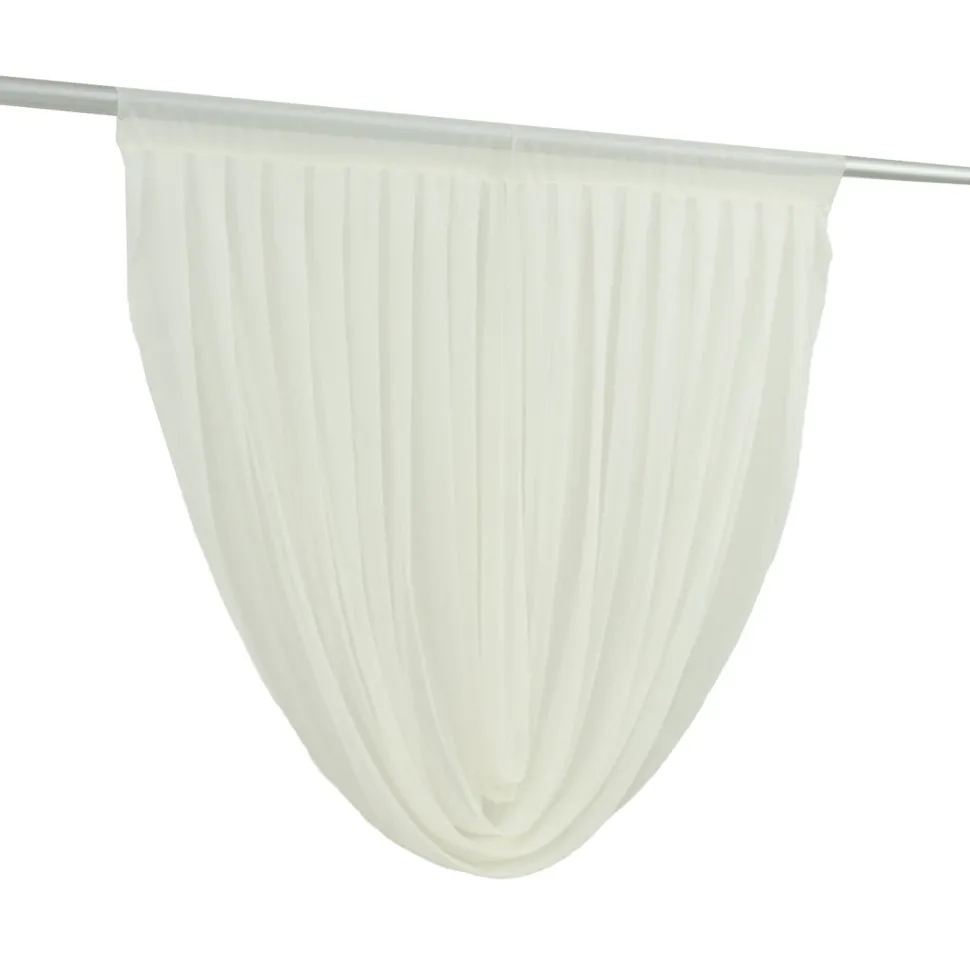 Ivory Sheer Chiffon Valance Curtain – Curved Backdrop Swag Topper with Rod Pocket (4ft Wide x 4ft, 5ft, 6ft Height Options)