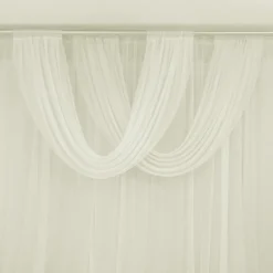 Ivory Sheer Chiffon Valance Curtain – Curved Backdrop Swag Topper with Rod Pocket (4ft Wide x 4ft, 5ft, 6ft Height Options)