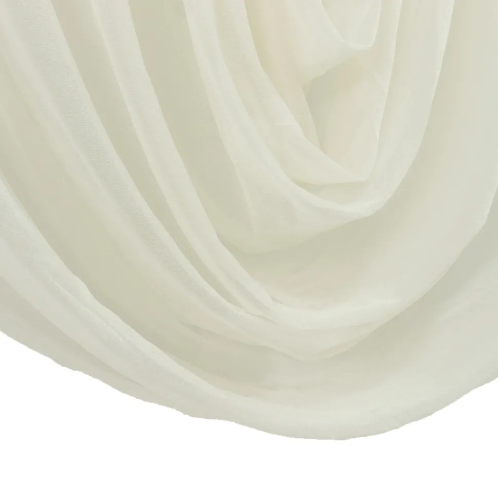 Ivory Sheer Chiffon Valance Curtain – Curved Backdrop Swag Topper with Rod Pocket (4ft Wide x 4ft, 5ft, 6ft Height Options)