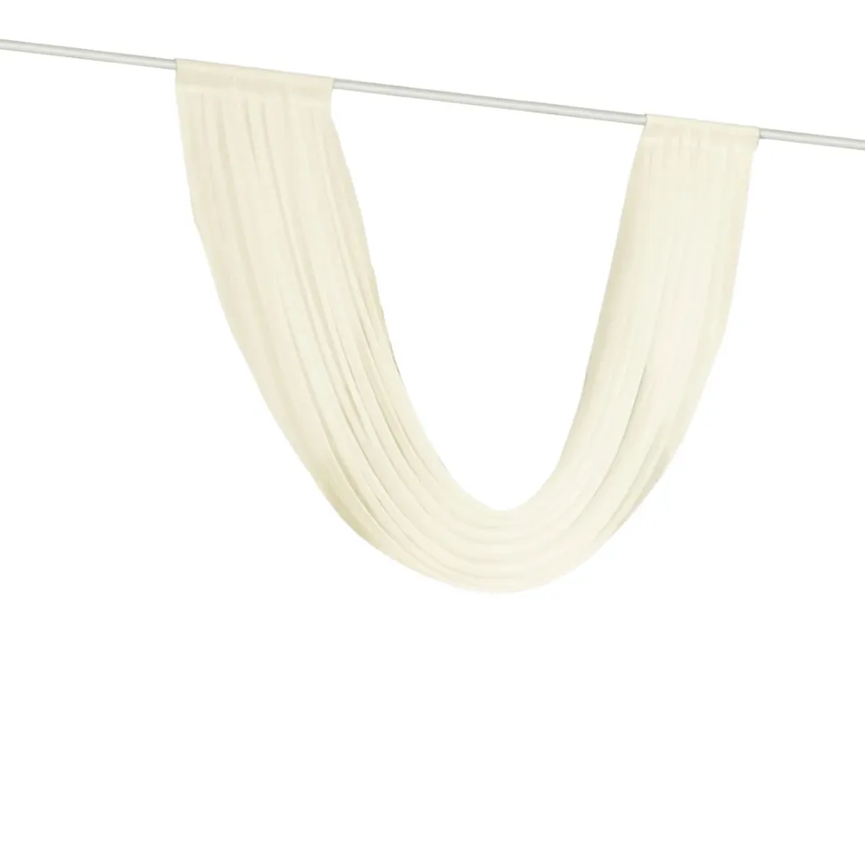 Ivory Sheer Chiffon Valance Curtain – Curved Backdrop Swag Topper with Rod Pocket (4ft Wide x 4ft, 5ft, 6ft Height Options)