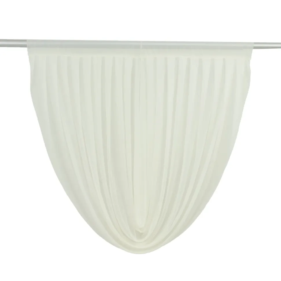 Ivory Sheer Chiffon Valance Curtain – Curved Backdrop Swag Topper with Rod Pocket (4ft Wide x 4ft, 5ft, 6ft Height Options)