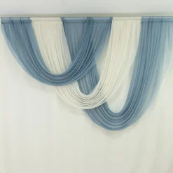 Ivory Sheer Chiffon Valance Curtain – Curved Backdrop Swag Topper with Rod Pocket (4ft Wide x 4ft, 5ft, 6ft Height Options)