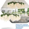 Ivory Wisteria Hanging Floral Chandelier w/ Green Leaves | ModTree™ Collection