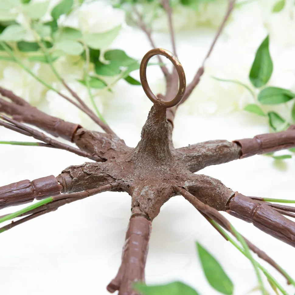 Ivory Wisteria Hanging Floral Chandelier w/ Green Leaves | ModTree™ Collection