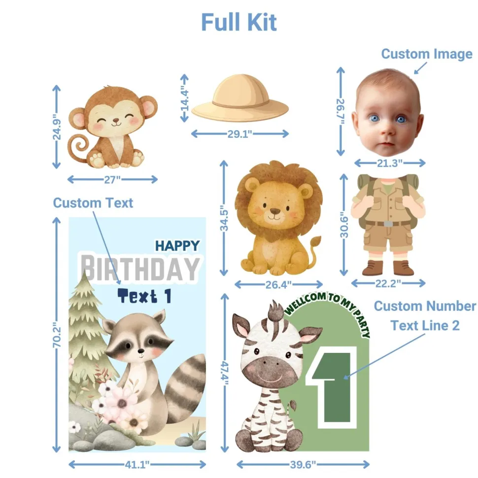 Jungle Safari Foam Core Birthday Backdrop Kit by PopScene™