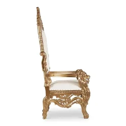 King Bride and Groom Throne Chair - Tan & Gold