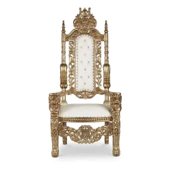 King Bride and Groom Throne Chair - Tan & Gold