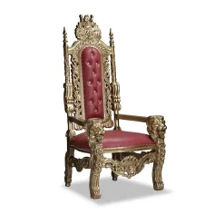 King Throne Chair - Gold/Red Frame