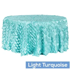 Large Petal Gatsby Circle - Round Tablecloth - 132" - Light Turquoise
