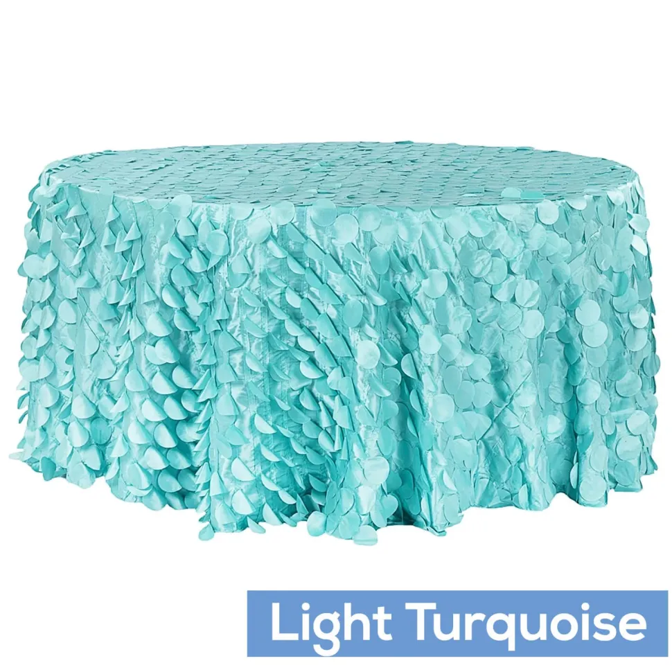 Large Petal Gatsby Circle - Round Tablecloth - 132" - Light Turquoise