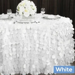 Large Petal Gatsby Circle - Round Tablecloth - 120" - White