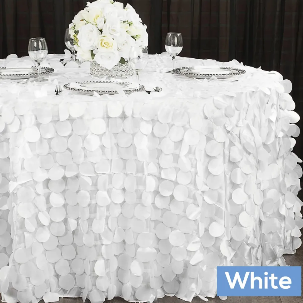 Large Petal Gatsby Circle - Round Tablecloth - 120" - White