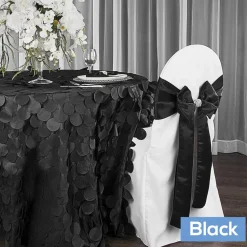 Large Petal Gatsby Circle - Round Tablecloth - 120" - Black