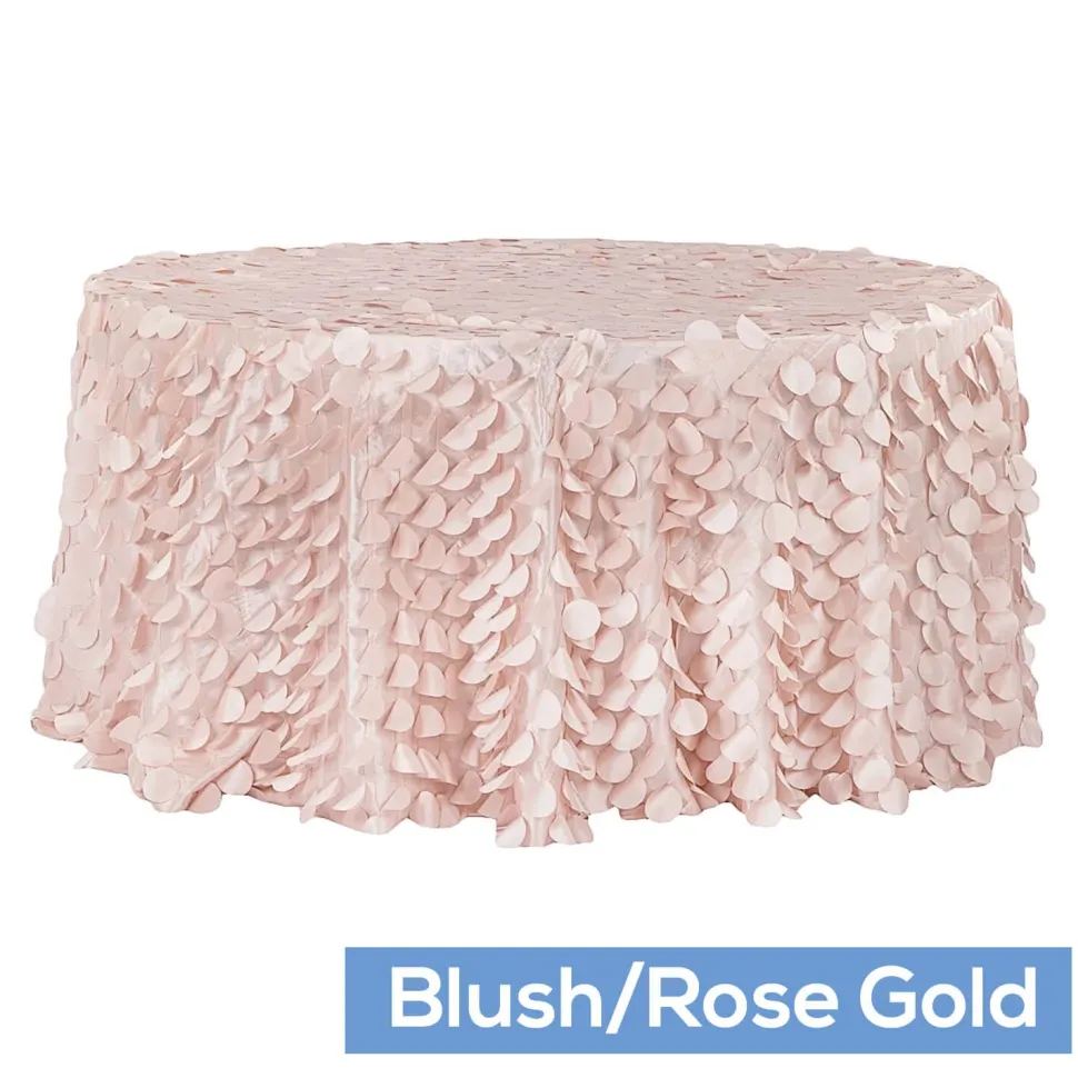 Large Petal Gatsby Circle - Round Tablecloth - 120" - Blush/Rose Gold