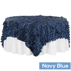 Large Petal Gatsby Circle - Square Table Overlay / Tablecloth - 90" x 90" - Navy Blue