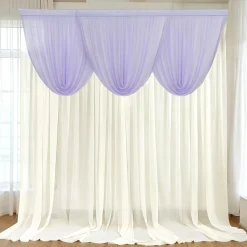 Lavender Lilac Sheer Chiffon Valance Curtain – Curved Backdrop Swag Topper with Rod Pocket (4ft Wide x 4ft, 5ft, 6ft Height Options)