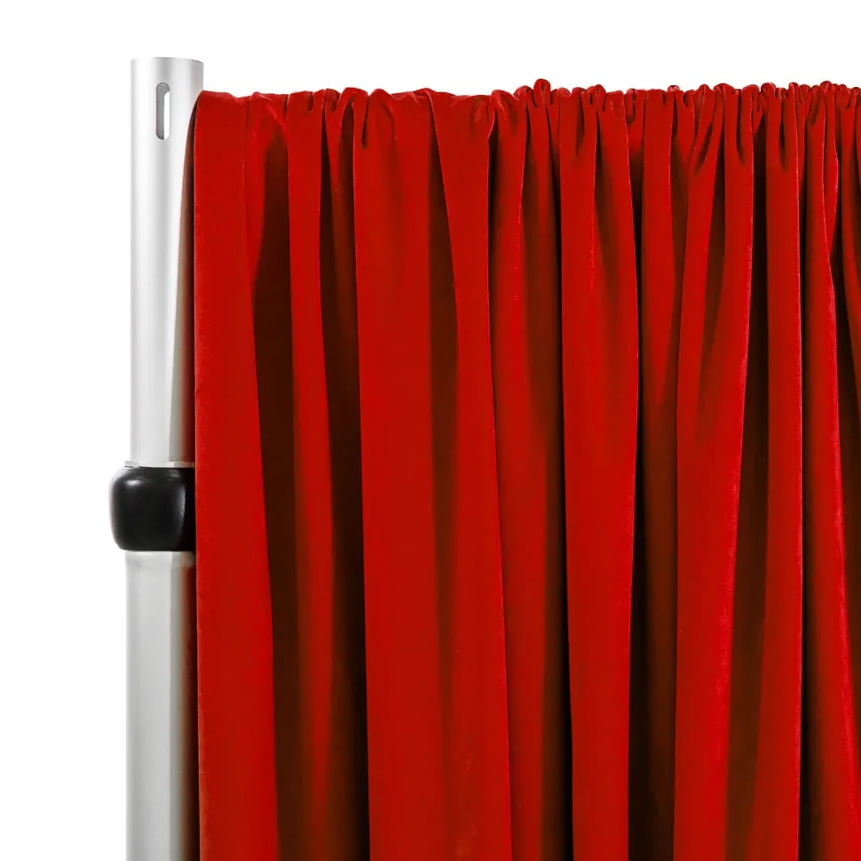 Lavish Velvet Wide Width Drape w/ Sewn Rod Pocket - Red