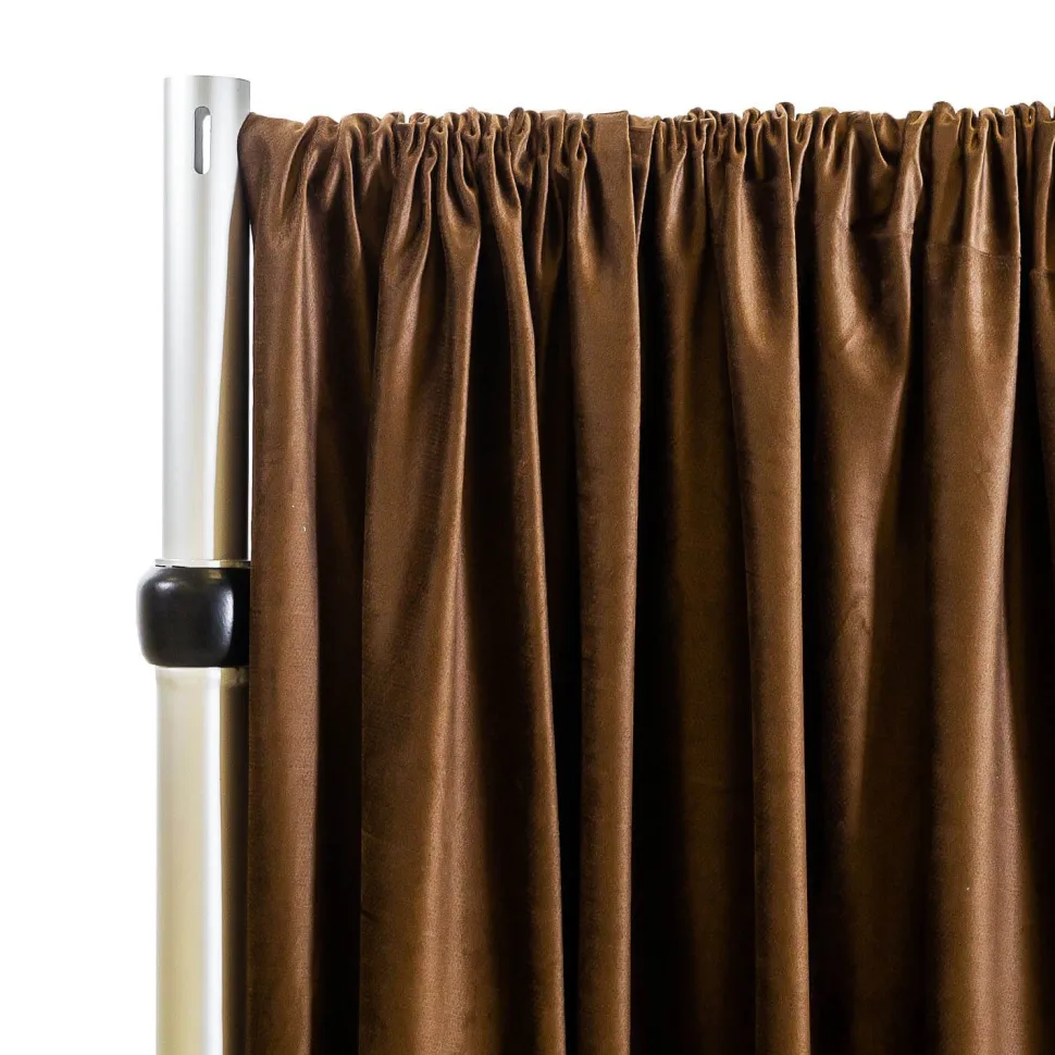 Lavish Velvet Wide Width Drape w/ Sewn Rod Pocket - Coffee