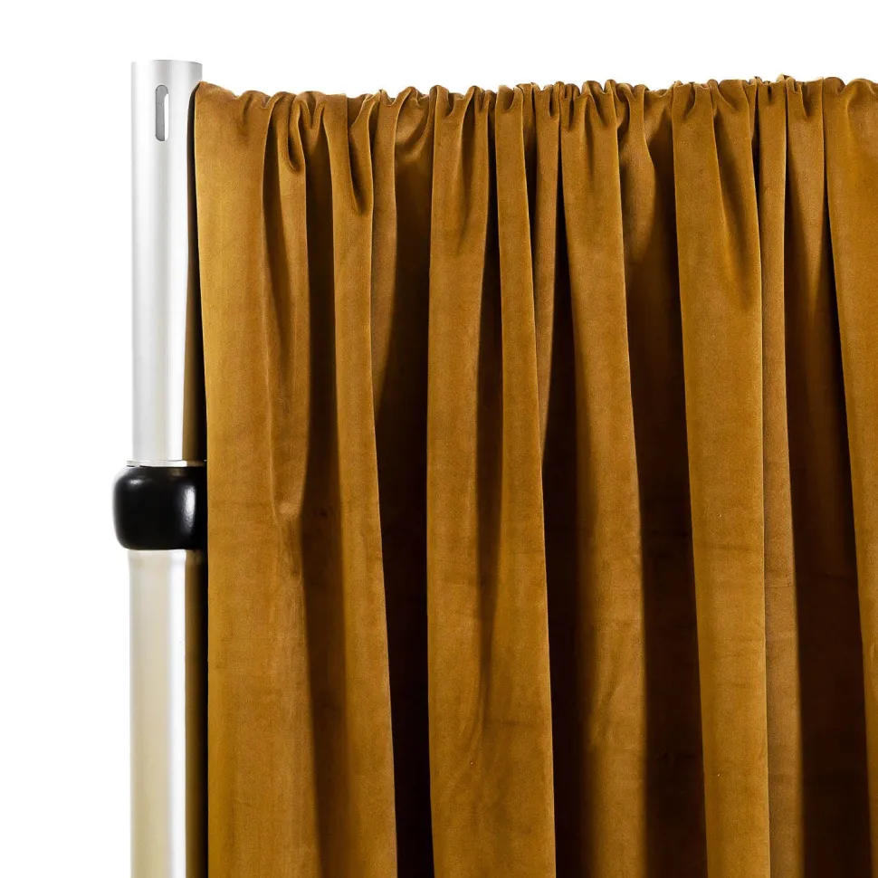Lavish Velvet Wide Width Drape w/ Sewn Rod Pocket - Chestnut