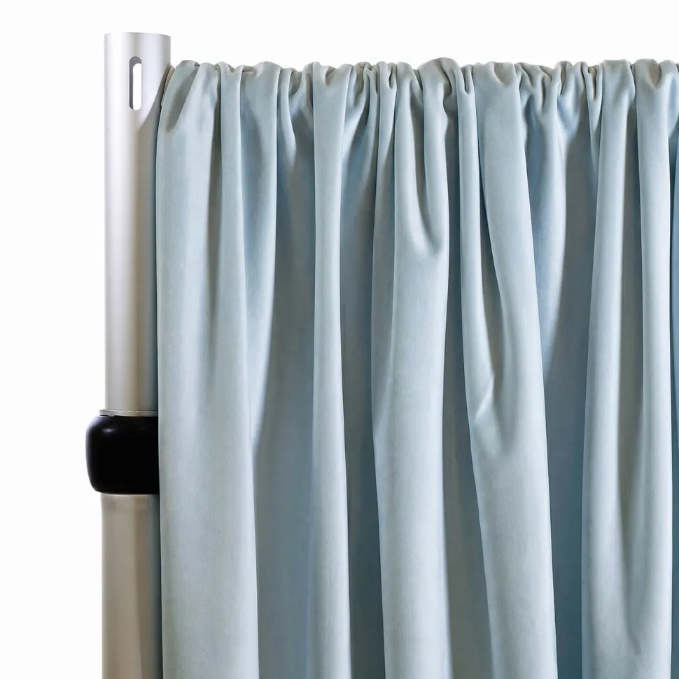 Lavish Velvet Wide Width Drape w/ Sewn Rod Pocket - Blue Fog