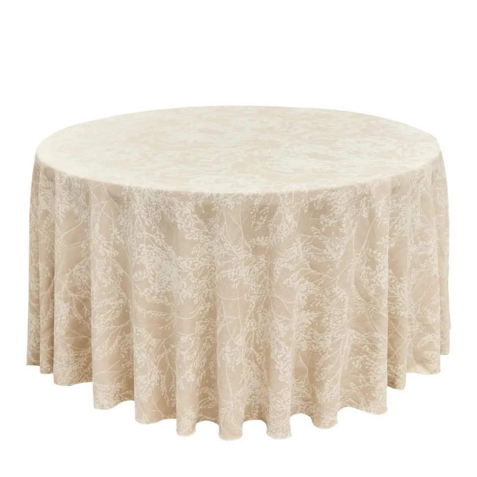 Leaf Branch Reversible Jacquard Tablecloth 120" Round - Multiple Color Options