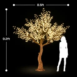 Lighted Cherry Blossom LED Tree - AC Adapter - 1200 LEDs - Warm White - 9FT Tall