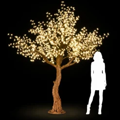Lighted Cherry Blossom LED Tree - AC Adapter - 1200 LEDs - RGBW w/ Remote & Many Functions! - 9FT Tall