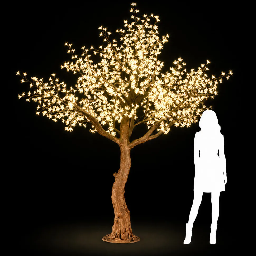 Lighted Cherry Blossom LED Tree - AC Adapter - 1200 LEDs - RGBW w/ Remote & Many Functions! - 9FT Tall