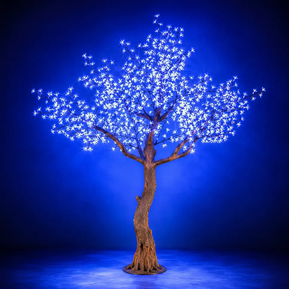 Lighted Cherry Blossom LED Tree - AC Adapter - 1200 LEDs - RGBW w/ Remote & Many Functions! - 9FT Tall