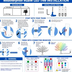 Lighted Cherry Blossom LED Tree - AC Adapter - 2400 LEDs - RGBW w/ Remote & Many Functions! - 10FT Tall