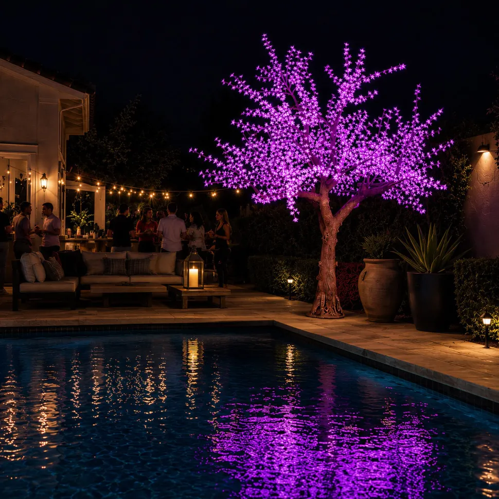 Lighted Cherry Blossom LED Tree - AC Adapter - 2400 LEDs - RGBW w/ Remote & Many Functions! - 10FT Tall