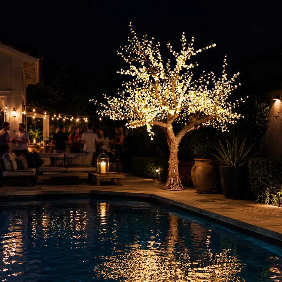 Lighted Cherry Blossom LED Tree - AC Adapter - 2400 LEDs - RGBW w/ Remote & Many Functions! - 10FT Tall