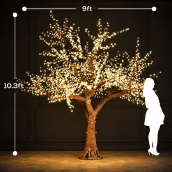 Lighted Cherry Tree - AC Adapter - 2400 LEDs - Warm White - 10FT Tall