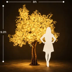 Lighted Ginkgo LED Tree - AC Adapter - 1632 LEDs - Warm White - 9FT Tall