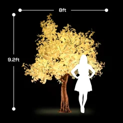 Lighted Ginkgo LED Tree - AC Adapter - 1632 LEDs - RGBW w/ Remote & Many Functions! - 9FT Tall