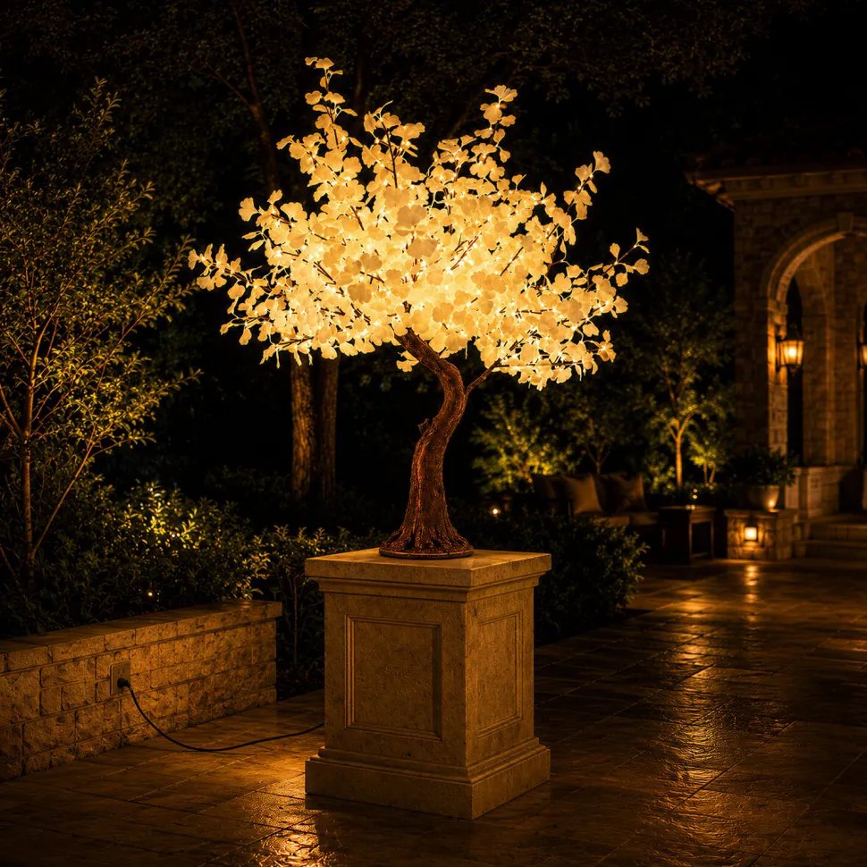 Lighted Grand Centerpiece or Floor Ginkgo LED Tree - AC Adapter - 700 LEDs - RGBW w/ Remote & Many Functions! - 6.5FT Tall