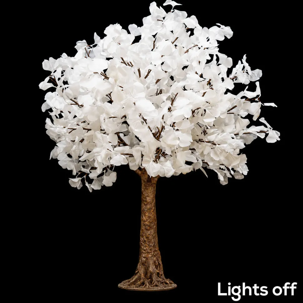 Lighted Grand Centerpiece or Floor Ginkgo LED Tree - AC Adapter - 480 LEDs - Warm White - 5FT Tall