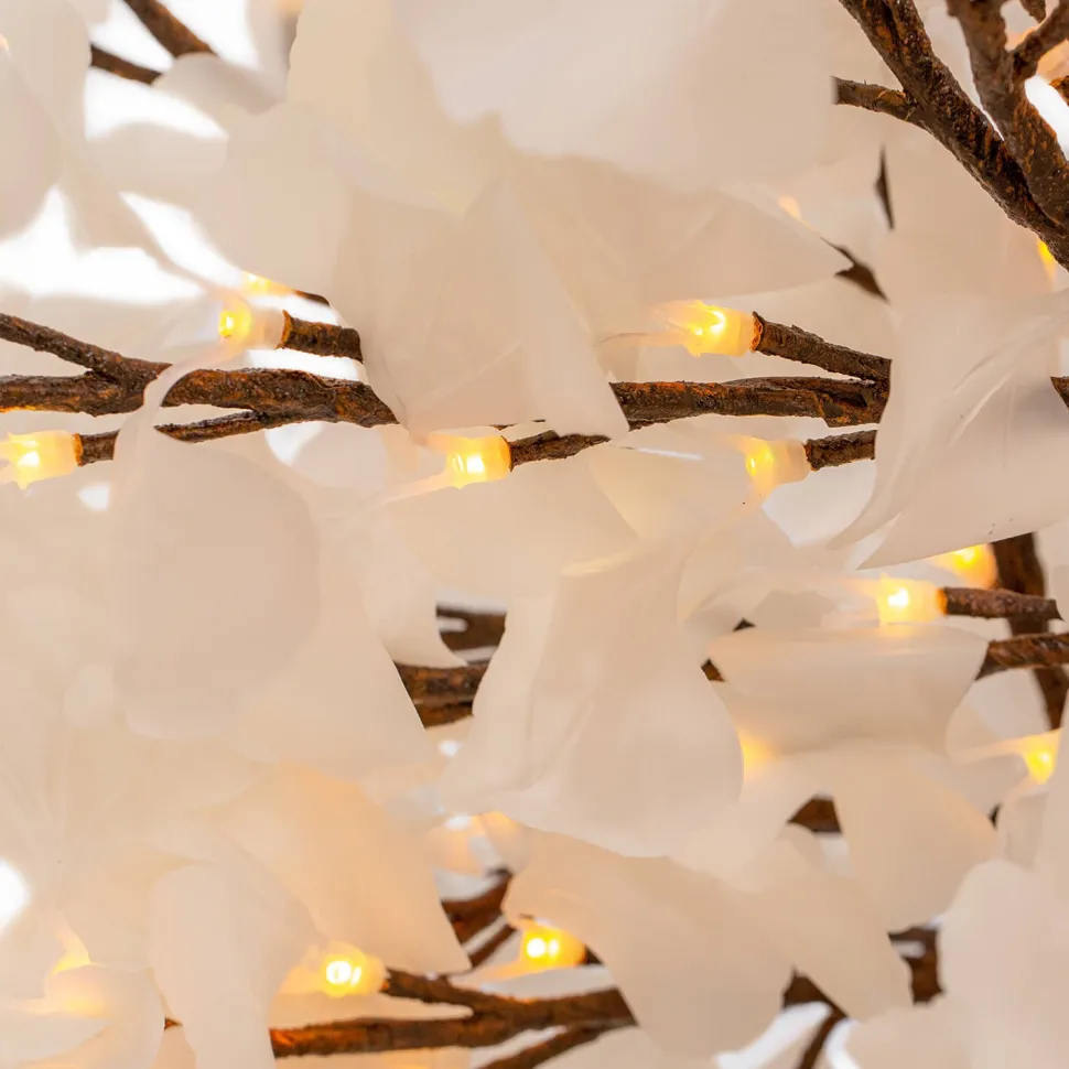 Lighted Grand Centerpiece or Floor Ginkgo LED Tree - AC Adapter - 672 LEDs - Warm White- 6.5FT Tall