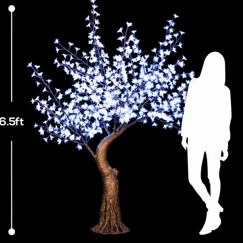 Lighted Grand Centerpiece or Floor Cherry Blossom LED Tree - AC Adapter - 700 LEDs - RGBW w/ Remote & Many Functions! - 6.5FT Tall