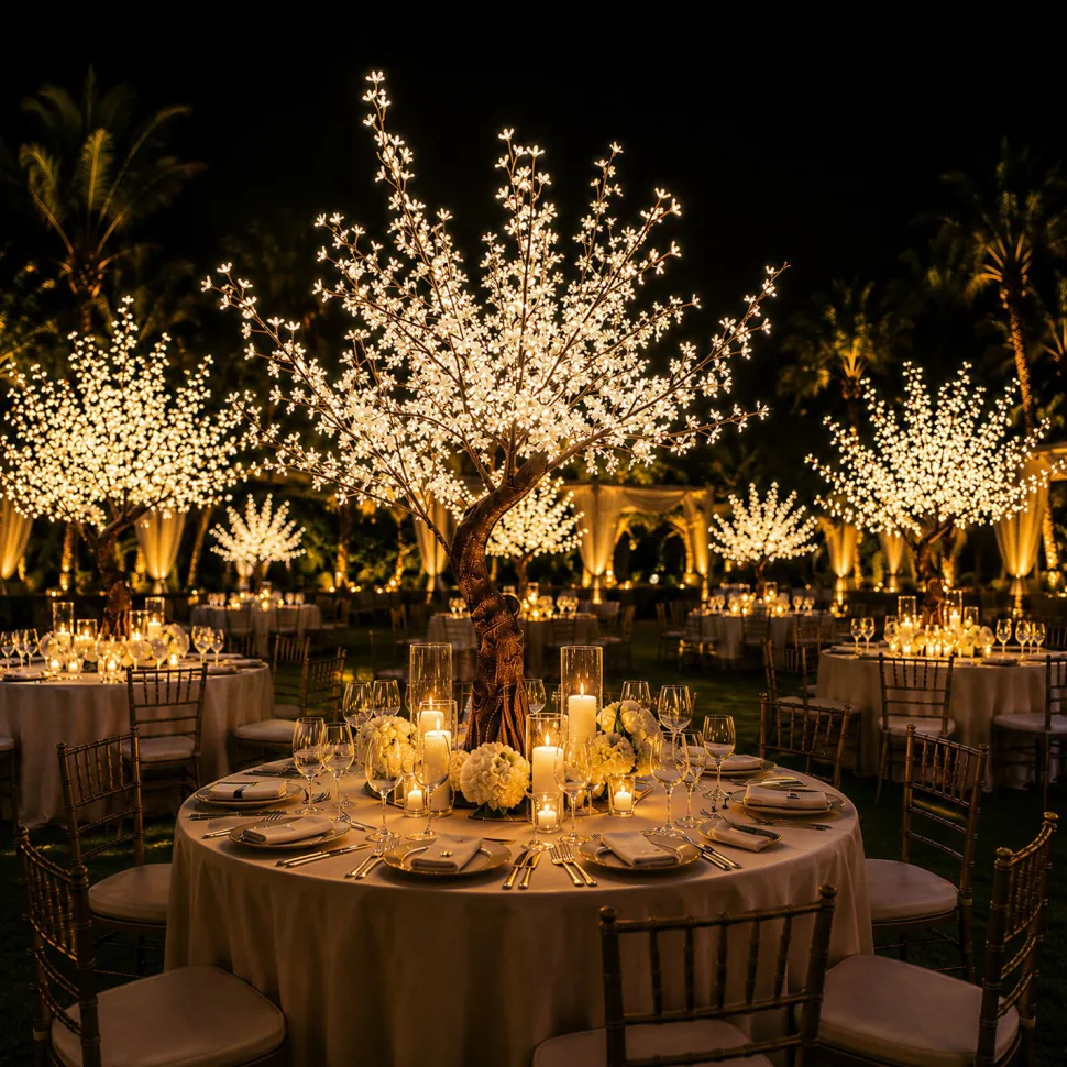 Lighted Grand Centerpiece or Floor Cherry Blossom LED Tree - AC Adapter - 700 LEDs - RGBW w/ Remote & Many Functions! - 6.5FT Tall