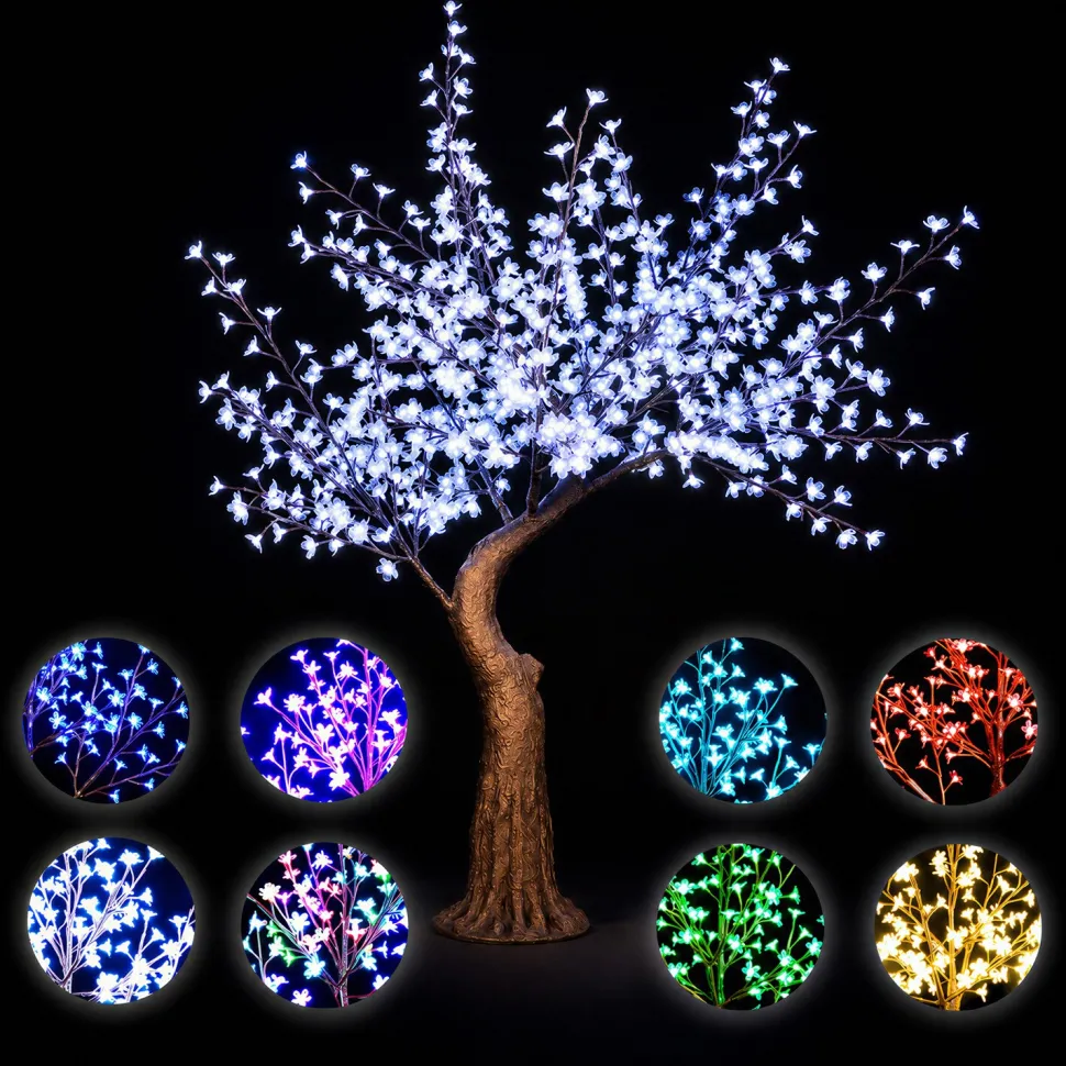 Lighted Grand Centerpiece or Floor Cherry Blossom LED Tree - AC Adapter - 700 LEDs - RGBW w/ Remote & Many Functions! - 6.5FT Tall
