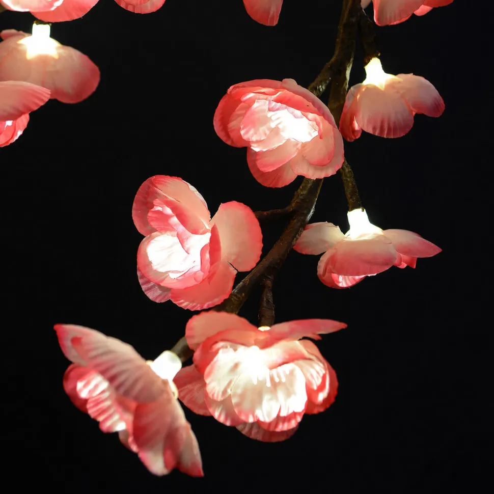 Lighted Light Pink Cherry Blossom Flower LED Tree - AC Adapter - 1200 LEDs - Warm White - 9FT Tall