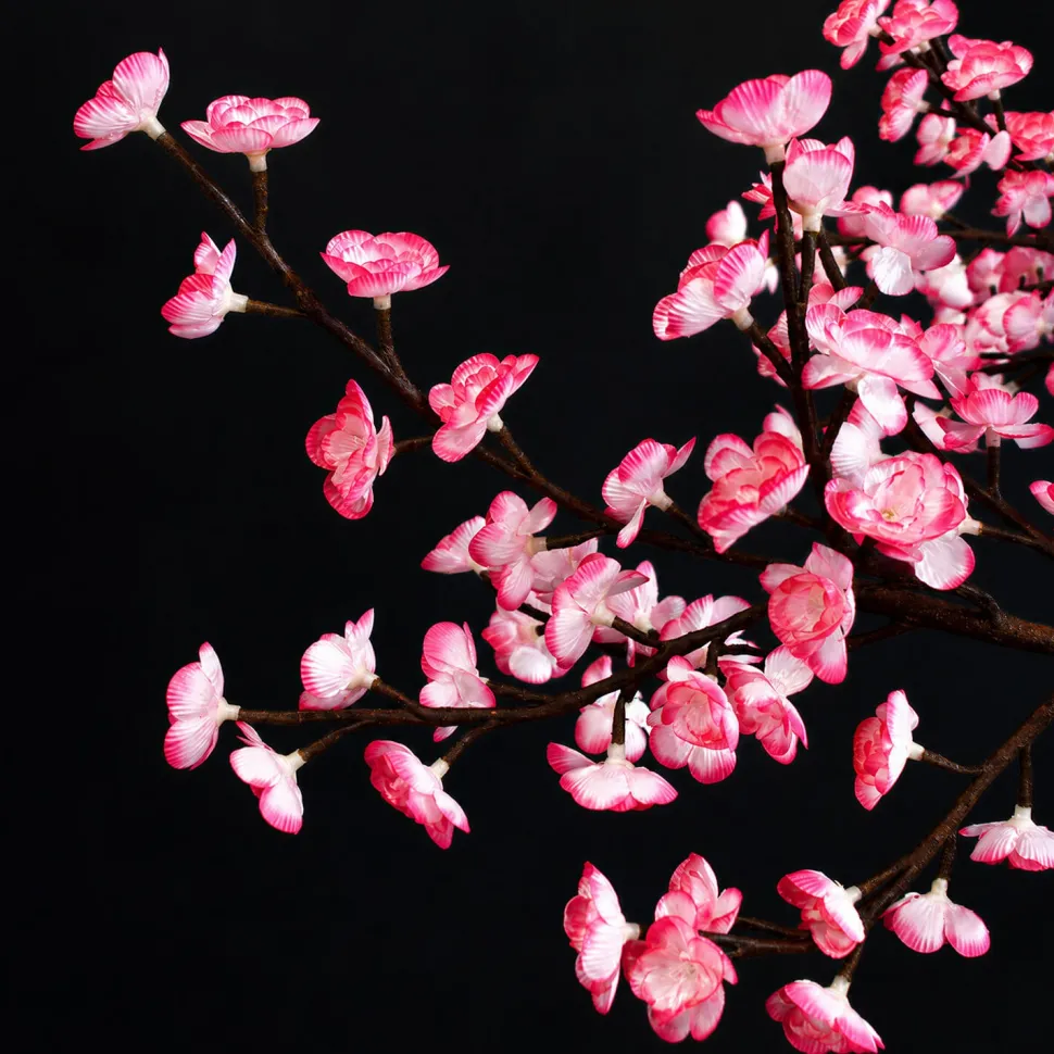 Lighted Light Pink Cherry Blossom Flower LED Tree - AC Adapter - 1200 LEDs - Warm White - 9FT Tall