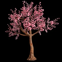 Lighted Light Pink Cherry Blossom Flower LED Tree - AC Adapter - 1200 LEDs - Warm White - 9FT Tall