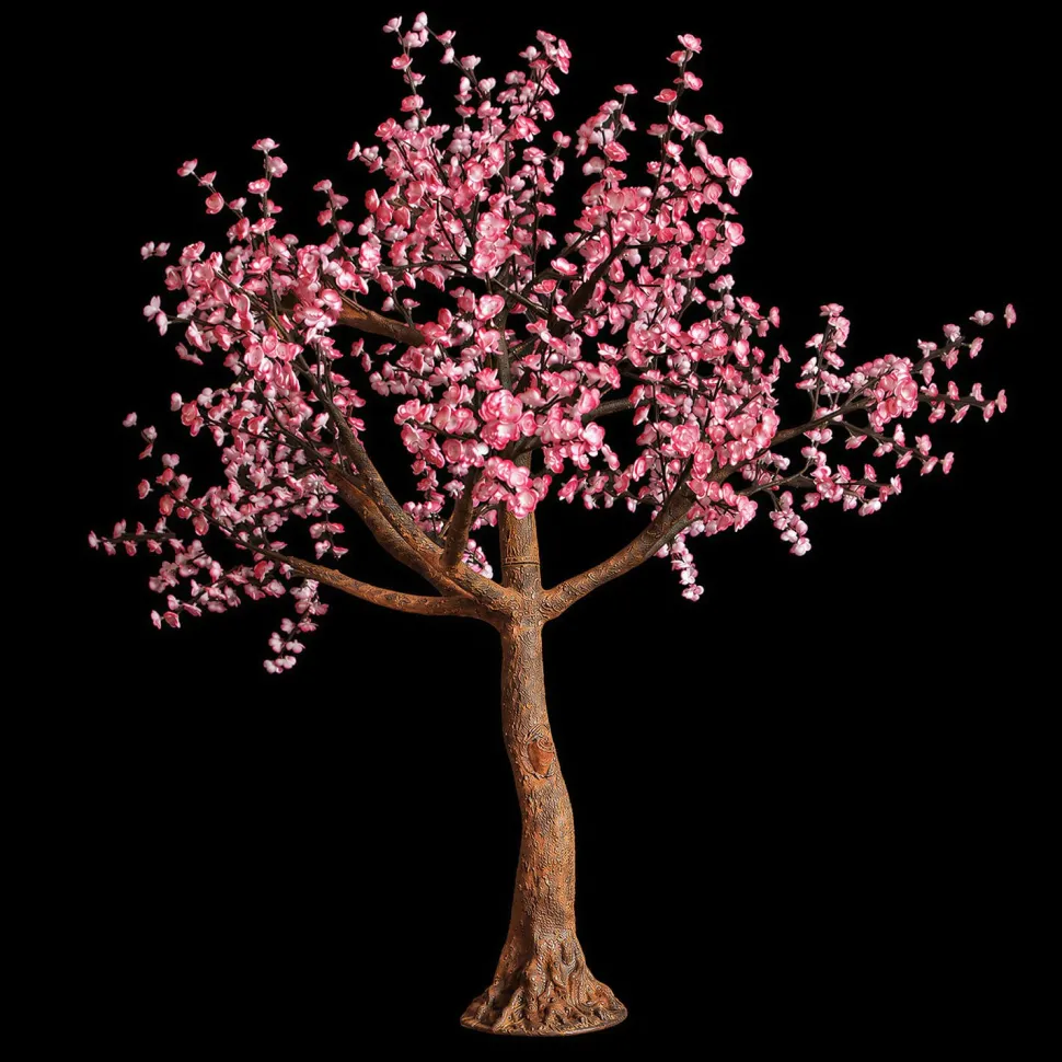 Lighted Light Pink Cherry Blossom Flower LED Tree - AC Adapter - 1200 LEDs - Warm White - 9FT Tall
