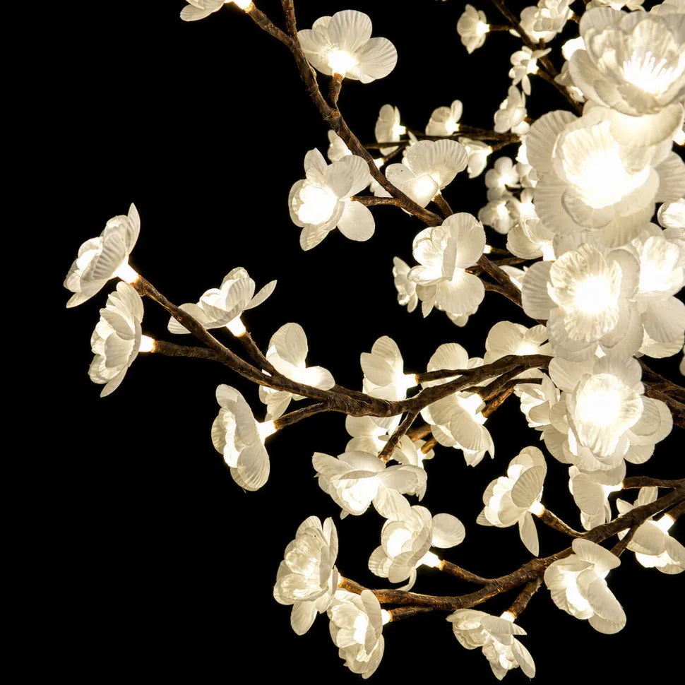 Lighted White Cherry Blossom Flower LED Tree - AC Adapter - 1200 LEDs - Warm White - 9FT Tall
