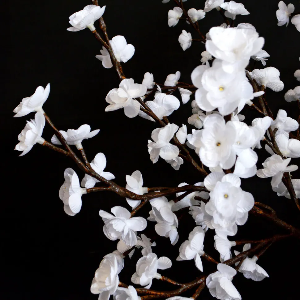 Lighted White Cherry Blossom Flower LED Tree - AC Adapter - 1200 LEDs - Warm White - 9FT Tall